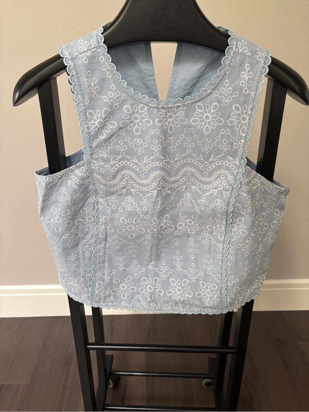 LOFT Pale Blue Embroidered Sleeveless Crop Top
